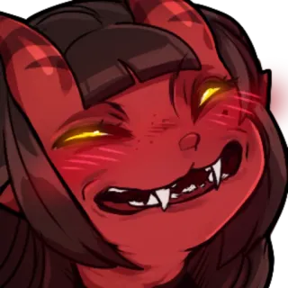 😺 démon, mignon, monstre, souriant, rouge telegram sticker