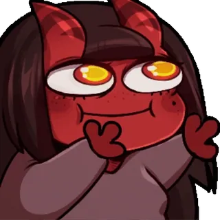 😙 diavolo, demone, cartone animato, rosso, corna, carino, personaggio, adesivo whatsapp sticker