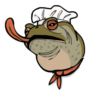 😋 Frosch, Koch, Cartoon, Zunge, Lustig, Kochen telegram sticker