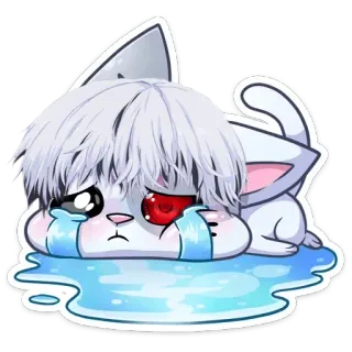 😭 kot, anime, płacz, smutny, kawaii, manga, łzy telegram sticker