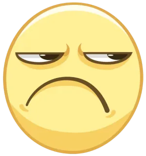 😒 이모지, 슬픔, 불행, 표정, 노란색 telegram sticker