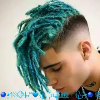 ⭕️ Ditinho Porträt, Teenager, Person, Frisur, Dreads, jung, blaue Haare, Mann telegram sticker