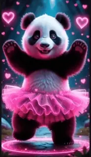 🌟 panda, tutu, pink, hearts, cute, animal, kawaii telegram sticker