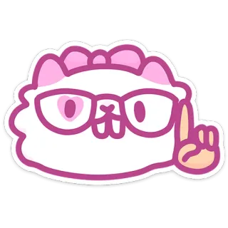 🤓 Katze, Sticker, Brille, süß, rosa, weiß, Nerd telegram sticker