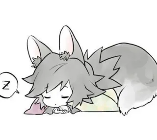 🌟 Z durmiendo, chibi, lindo, anime, orejas, durmiendo, relajante telegram sticker