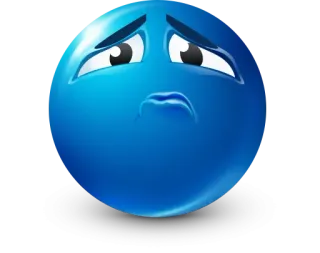 🤩 triste, azul, emoji, estado de ánimo, infeliz whatsapp sticker