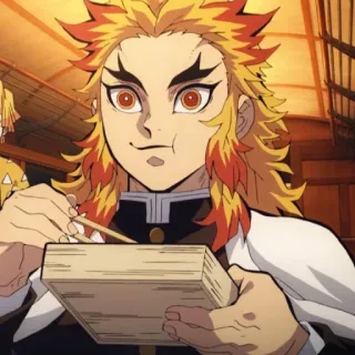 🔥 Rengoku Kyoujurou Demon Slayer Anime, Demon Slayer, Rengoku, Kyojuro, Essen, Mittagessen whatsapp sticker
