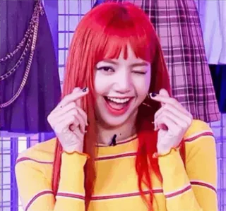 🍊 Lisa kpop, zangeres, meisje, knipogen, hart handen, schattig, idool, vrouw telegram sticker