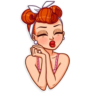 😚 mujer, dibujos animados, pegatina, pelirroja, retro, pin-up telegram sticker