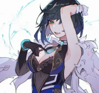 🧿 Yelan Genshin Impact Anime, Trò chơi điện tử, Fanart, Yelan, Genshin Impact, Nhân vật, Minh họa telegram sticker