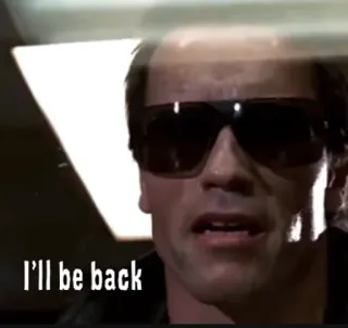 🔙 Terminator I'll be back film, robot, actie, sci-fi, arnold schwarzenegger telegram sticker