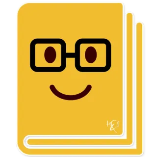 📔 libro, emoji, nerd, gafas, sonrisa, lectura, educación telegram sticker