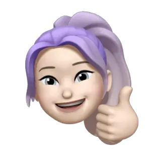 👍 Thích, Emoji, Ảnh đại diện, Tóc tím, Tích cực telegram sticker