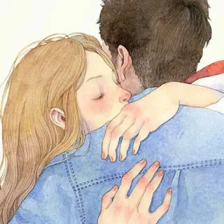 💕 abrazo, amor, romance, pareja, afecto, ilustración, beso telegram sticker