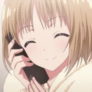 😊 Anime, Ragazza, Telefono, Cartone animato, Sorriso telegram sticker