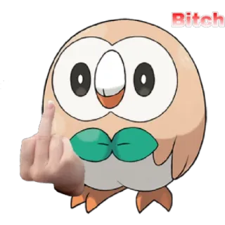 😁 Rowlet Pokemon Bitch pokemon, rowlet, middle finger, offensive telegram sticker
