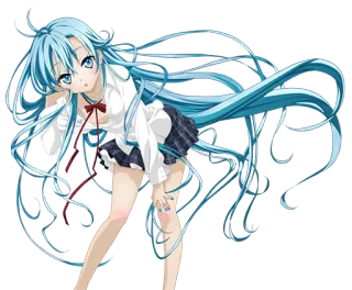 😏 garota anime, cabelo comprido, fofa, uniforme escolar, ilustração, desenho animado, personagem telegram sticker
