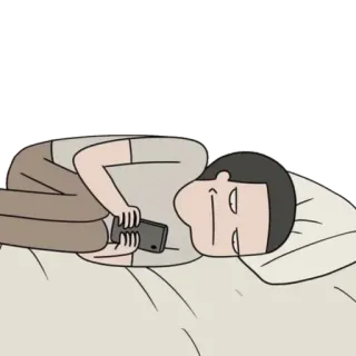 😂 persona, sdraiato, telefono, pigro, cartone animato, annoiato, casual telegram sticker