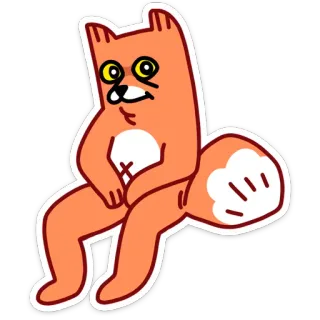 😏 cartoon, fox, animal, sticker, orange, sitting telegram sticker
