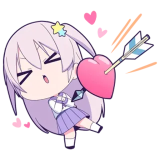 ❤️ Anime, Kawaii, Coração, Fofo, Sticker, Seta, Amor telegram sticker