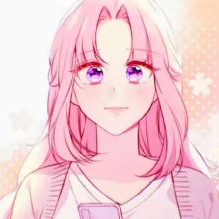 🎟 Anime, Różowe włosy, Dziewczyna, Portret, Słodkie, Manga, Kreskówka telegram sticker