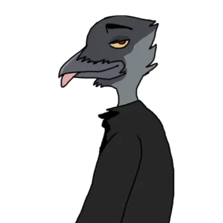 😜 corvo, uccello, animale, cartone animato, divertente telegram sticker