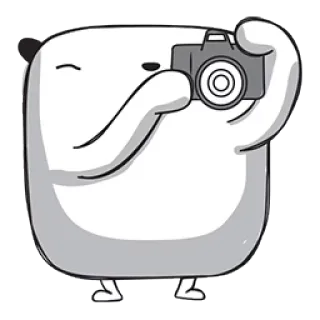 📸 Cartoon, Fotografie, Kamera, Süß, Tier, Figur, Weiß, Quadrat telegram sticker
