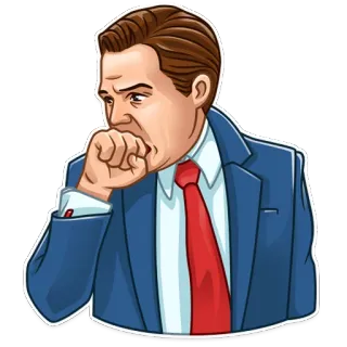 😣 homme, toux, malade, homme d'affaires, costume telegram sticker