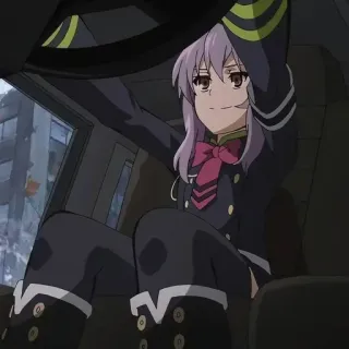 🙃 Shinoa Hiiragi Owari no Seraph anime, character, uniform, Shinoa Hiiragi, Owari no Seraph telegram sticker
