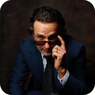 👍 Rick Grimes The Walking Dead Rick Grimes, Andrew Lincoln, The Walking Dead, TWD, Sunglasses, Suit telegram sticker