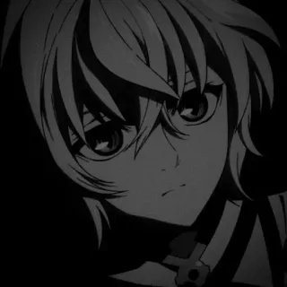 🎵 Anime, Manga, Personage, Zwart-wit, Grijswaarden telegram sticker