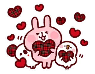 🐰 królik, pingwin, serca, miłość, słodkie, kawaii, kreskówka telegram sticker
