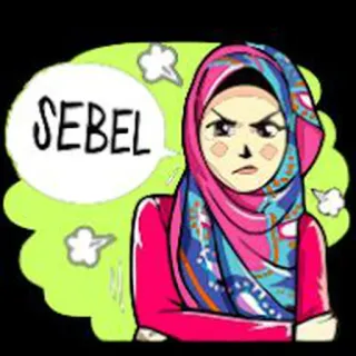 😡 SEBEL Мультфильм, Злая, Женщина, Мусульманка, Хиджаб, Выражение, Расстроена whatsapp sticker