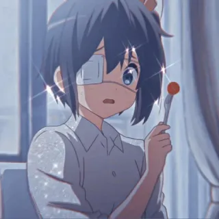 ✨ anime, girl, one-eye, cute, lollipop telegram sticker