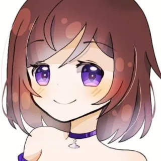 ☺ Аниме, Девочка, Милая, Мультфильм, Фиолетовые глаза, Чокер, Портрет telegram sticker