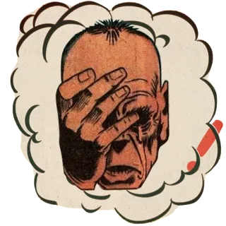 🤦 facepalm, embarrassment, disappointment, vintage, comic, distress, frustration telegram sticker