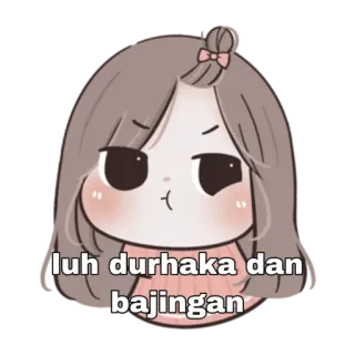 😁 luh durhaka dan bajingan การ์ตูน, ผู้หญิง, น่ารัก, คำด่า, คำหยาบ telegram sticker