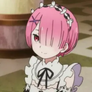 🍓 Ram Re:Zero − Starting Life in Another World Anime, Ram, Re:Zero, Maid, Carina, Capelli rosa telegram sticker