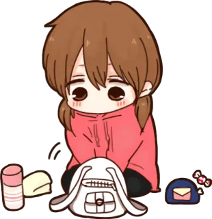 🎒 Anime, Dessin animé, Mignon, Personnage, Chibi, Kawaii, Style telegram sticker