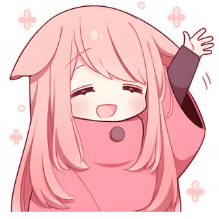 👋 Anime, Kawaii, Fofo, Desenho animado, Menina, Rosa, Brilhos whatsapp sticker