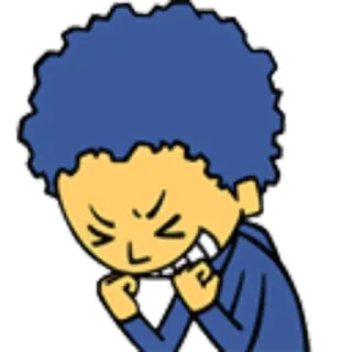 😁 การ์ตูน, ตัวละคร, โกรธ, อารมณ์เสีย, ผมสีฟ้า telegram sticker