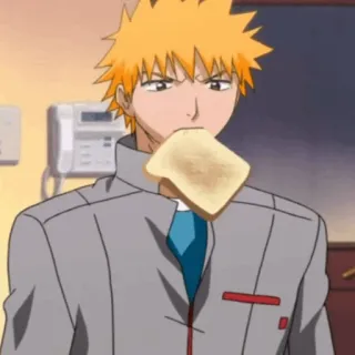 🍁 Ichigo Kurosaki Bleach Anime, Toast, Personaggio, Manga, Cibo, Slice of Life telegram sticker