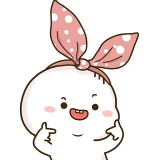 🐮 cute, cartoon, sticker, adorable, character, pink, bunny ears, bow telegram sticker