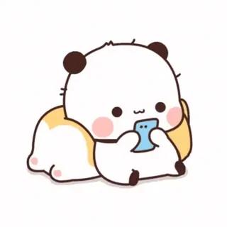 👀 panda, animal, cute, cartoon, phone, playing whatsapp sticker