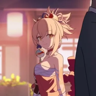 🎆 Yoimiya Genshin Impact Anime, Videojuego, Pelo rojo, Yoimiya, Genshin Impact whatsapp sticker