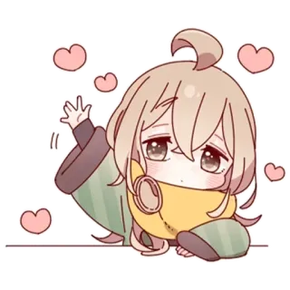 ✋ Anime, Lindo, Chibi, Kawaii, Corazones, Dibujos animados, Personaje telegram sticker