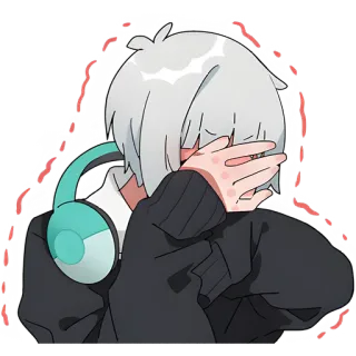 🤦‍♂ Anime, Fones de ouvido, Triste, Emocional, Personagem telegram sticker