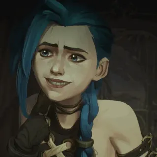✖ Jinx Arcane Jinx, Arcane, League of Legends, personaggio, capelli blu, animato telegram sticker