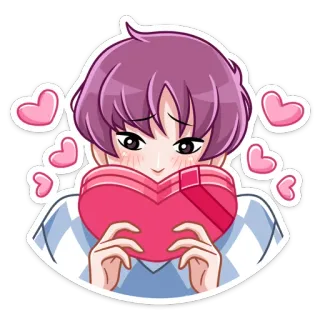 ❤️ Anime, Amor, Corazón, Lindo, Kawaii, Romántico, San Valentín telegram sticker