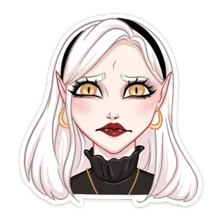 ☹️ woman, sad, blonde, portrait, face, character, elf, witch, anime telegram sticker